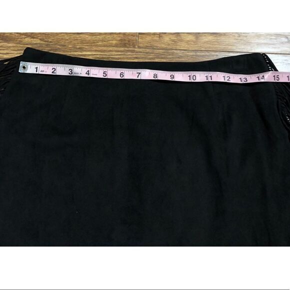 Gretchen Scott Y2K Fringe Vegan Suede Black Skirt - Picture 10 of 10